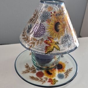 Floral Glass Candle Holder with Sunflower Design